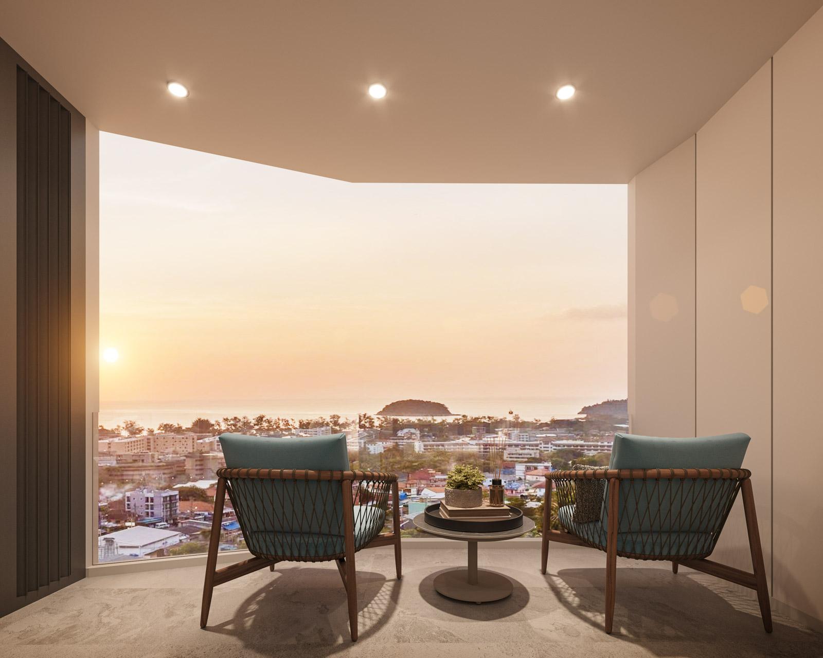 Interior view of Ashiyana Heights Kata Beach 1-Bedroom Sea View Condo for Sale