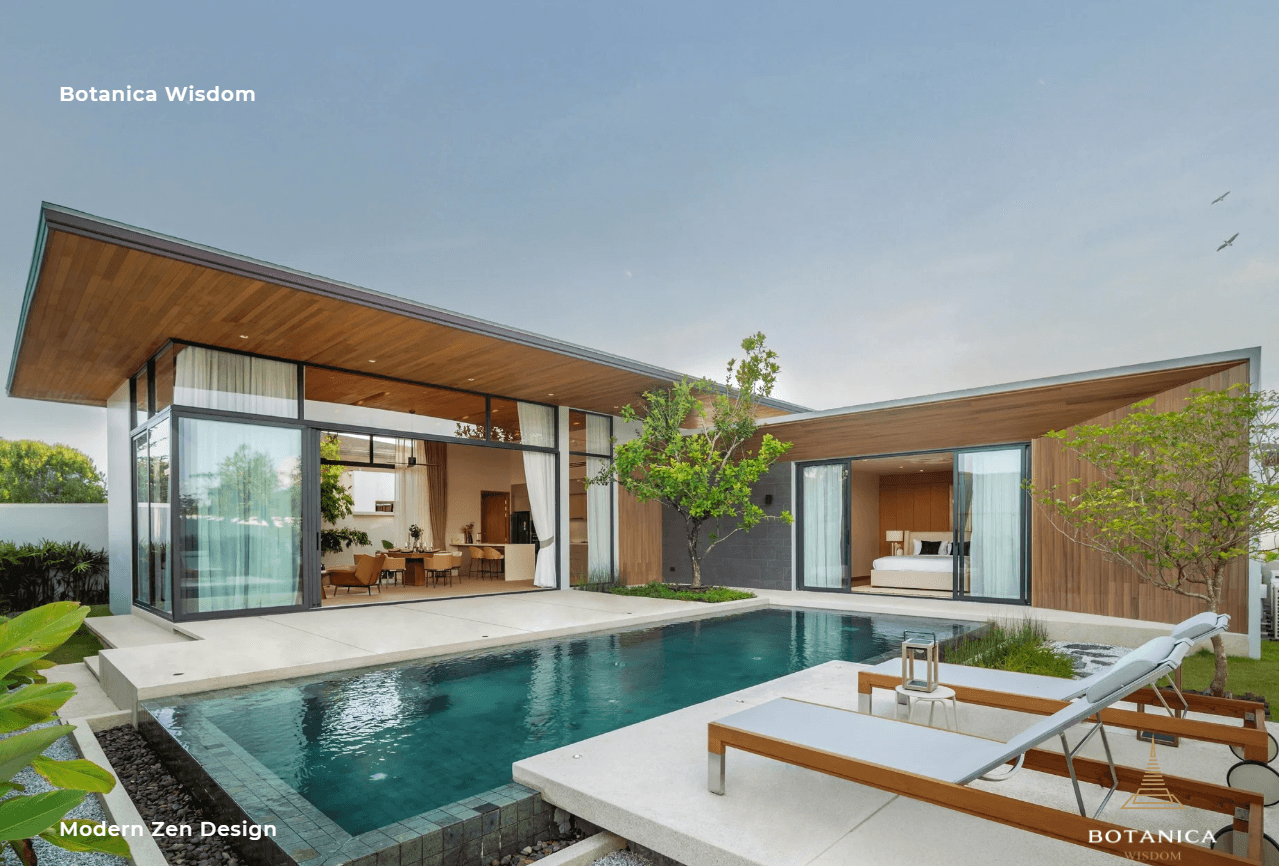 Interior view of Modern 3 Bedroom Type A Pool Villa for Sale at Botanica Wisdom