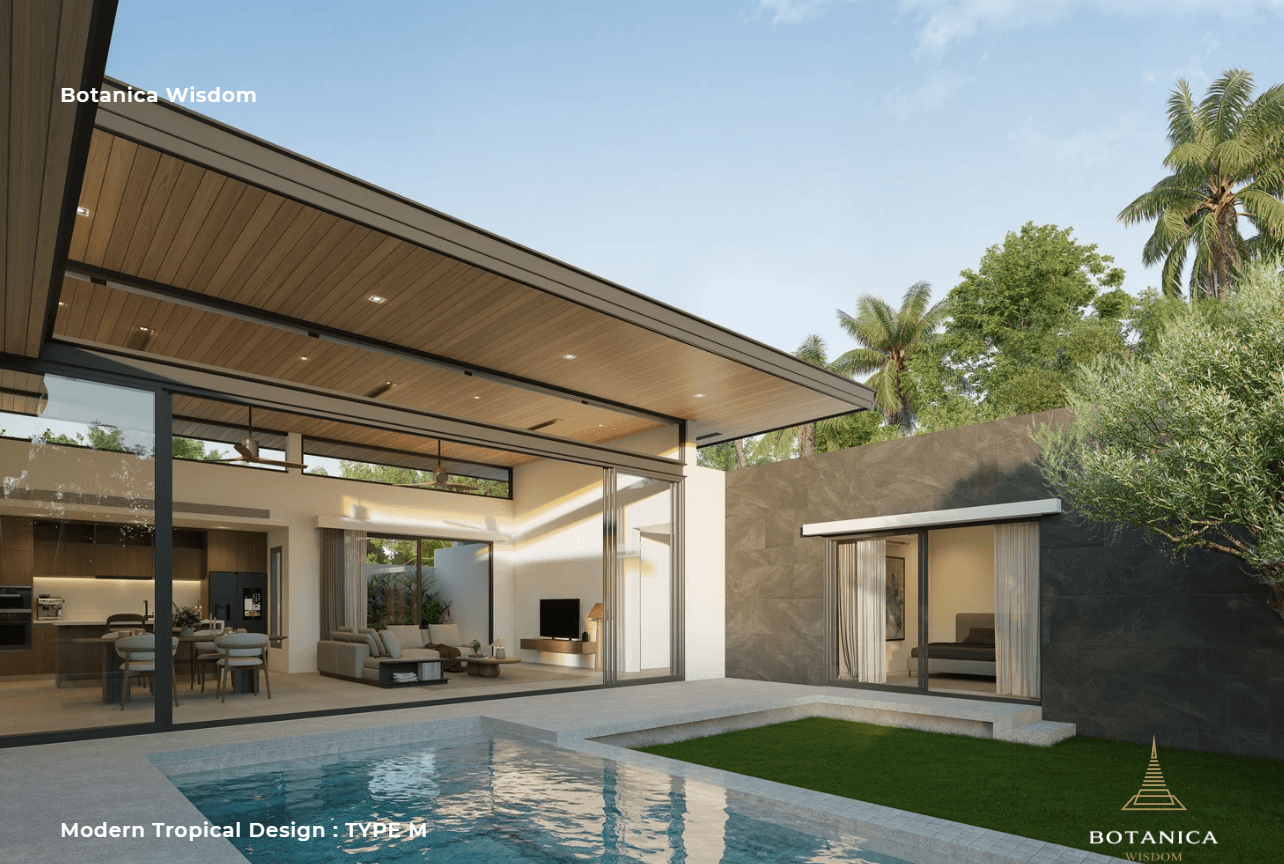 Interior view of Modern 3 Bedroom Type GA Pool Villa for Sale at Botanica Wisdom