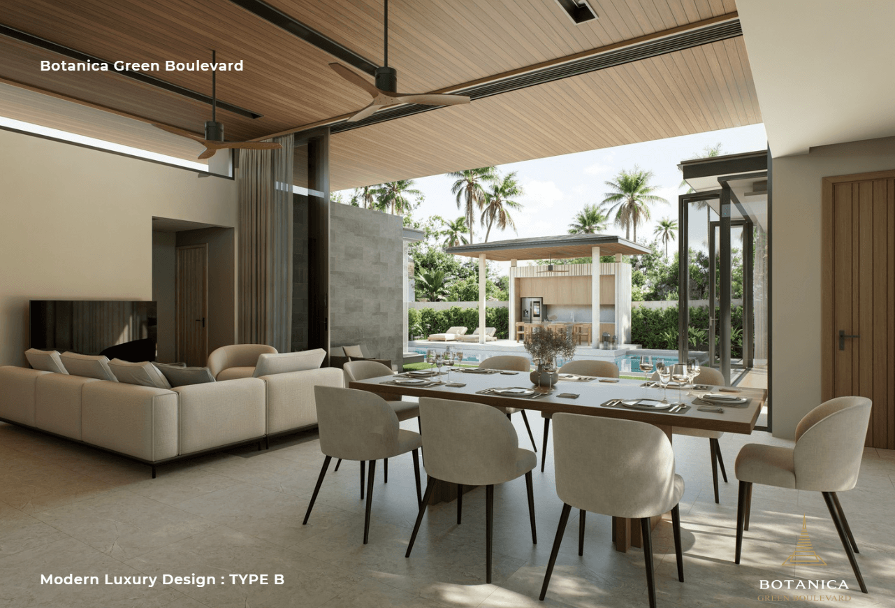 Interior view of 4 Bedroom Modern Pool Villas with Large Land Plot for Sale in Botanica Green Boulevard