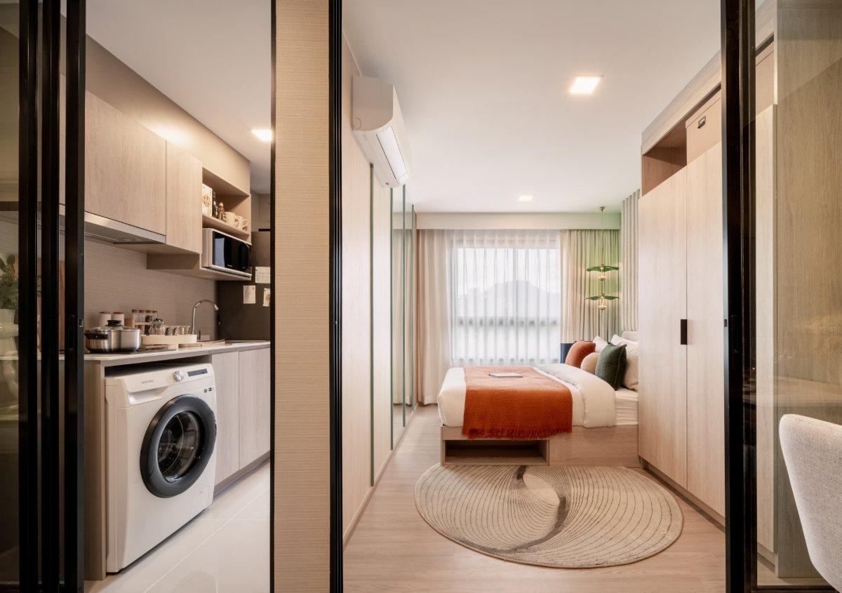 Interior view of Larger 1 Bedroom Apartment for Sale at Base Bukit Condominium, Phuket Town