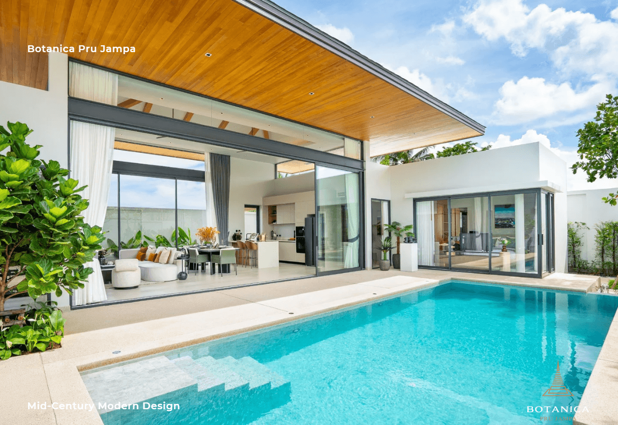 Interior view of Mid-Century Modern Design 3-Bedroom Villa in Botanica Pru Jampa
