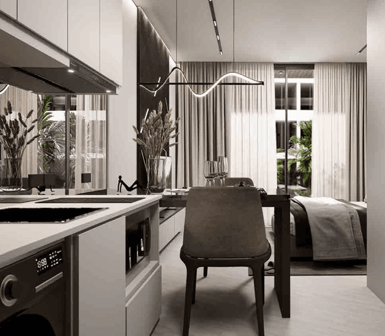 Interior view of Larger Studio Apartment for Sale at Sun Hills Layan Condominium