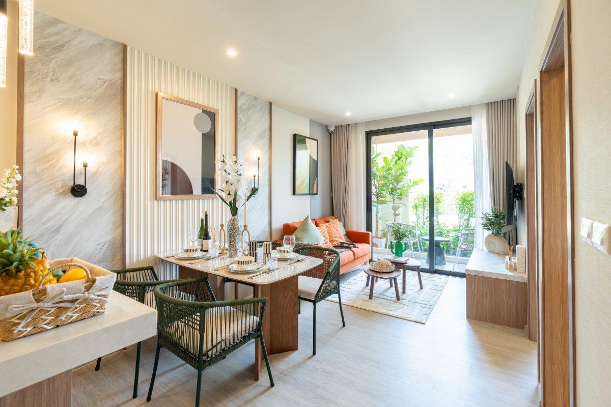 Interior view of Larger 1 Bedroom Apartment at Saint Tropez Condo for Sale