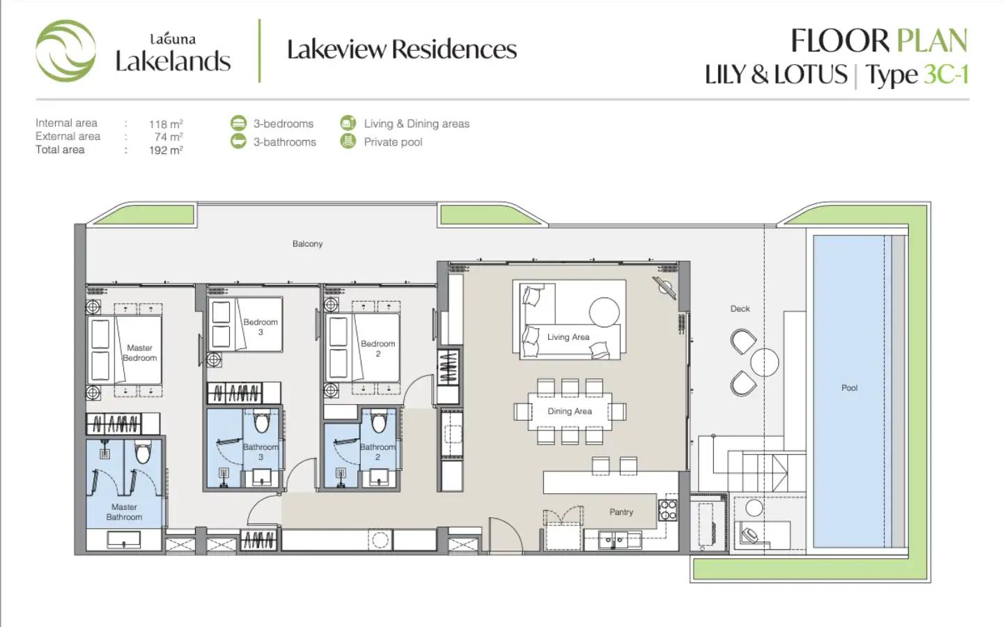View from 3-Bedroom Laguna Lakelands Lakeview Residence - Unit 3C-1