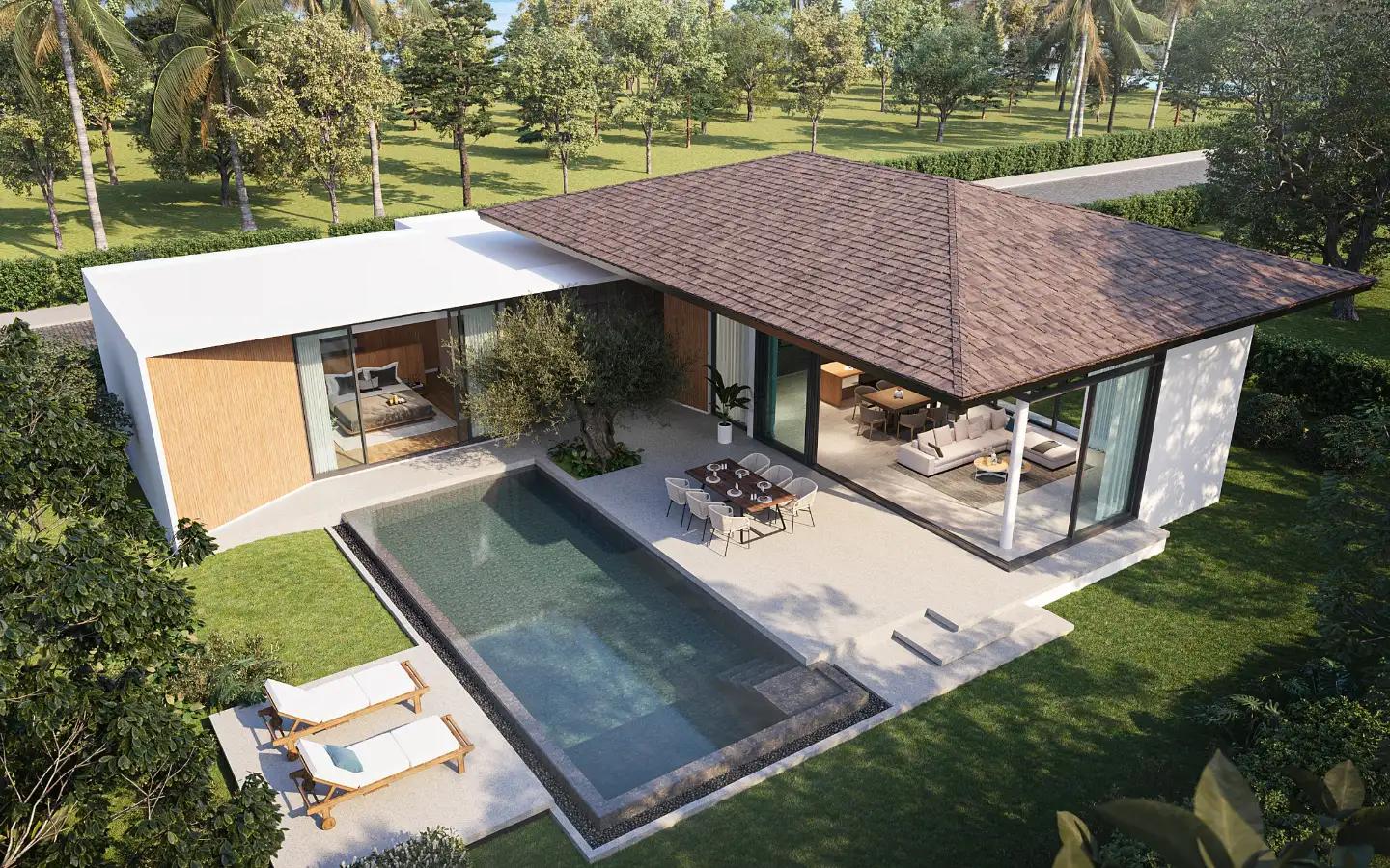 Interior view of Modern 3 Bedroom Type B Pool Villa for Sale at Botanica Wisdom