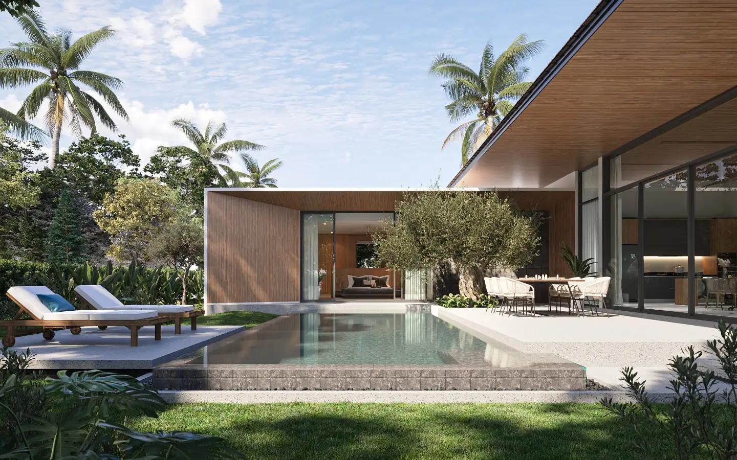 Interior view of Modern 3 Bedroom Type B Pool Villa for Sale at Botanica Wisdom