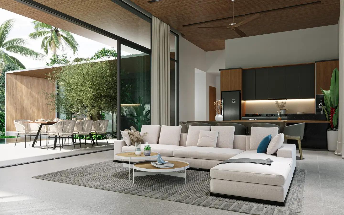 Interior view of Modern 3 Bedroom Type B Pool Villa for Sale at Botanica Wisdom
