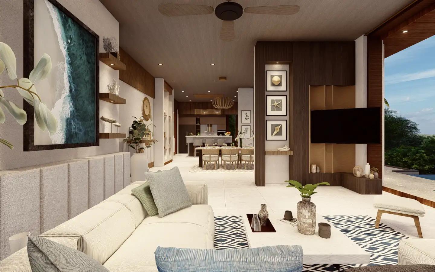 Interior view of 3 Bedroom Type A Sea View Pool Villa for Sale at Narana Villas Mai Khao
