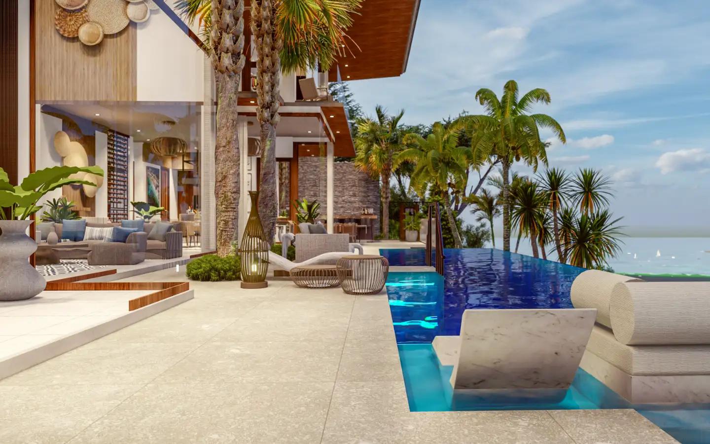 Interior view of 4 Bedroom Type D Sea View Pool Villa for Sale at Narana Villas Mai Khao