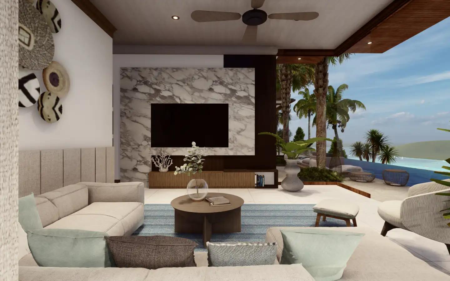 Interior view of 4 Bedroom Type D Sea View Pool Villa for Sale at Narana Villas Mai Khao