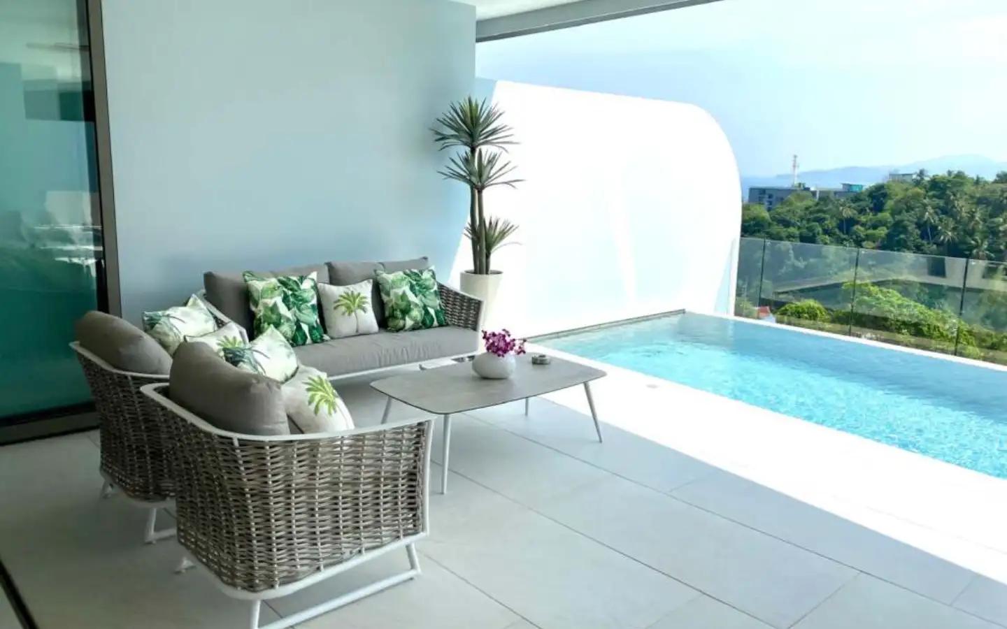 Interior view of 2 Bedroom Ocean View Private Pool Resale Condo in Andamaya Surin