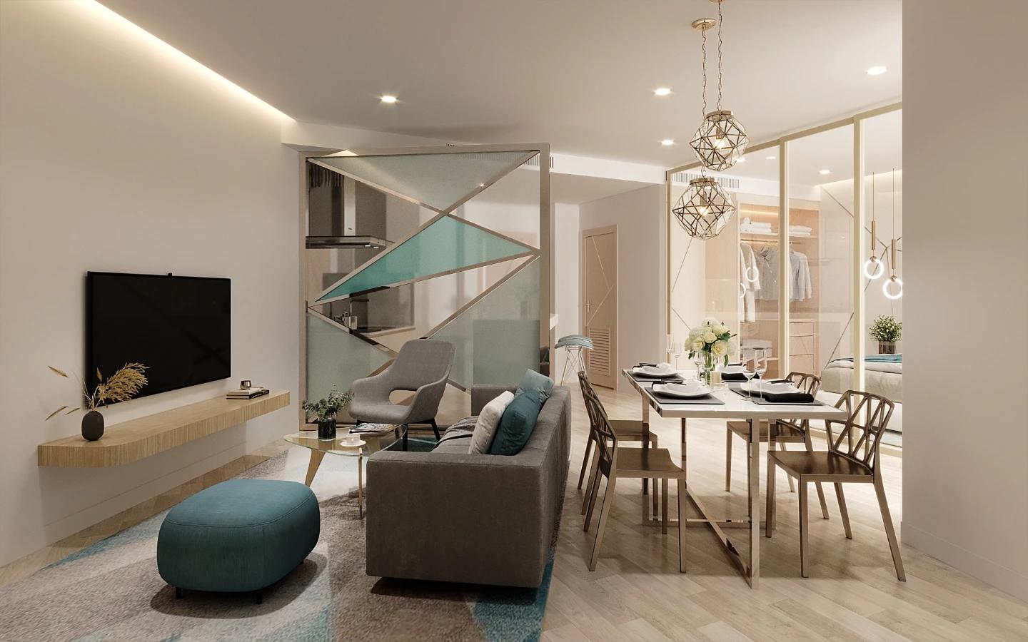 Interior view of One-Bedroom Sea View Apartment in Aura Condominium, Chalong