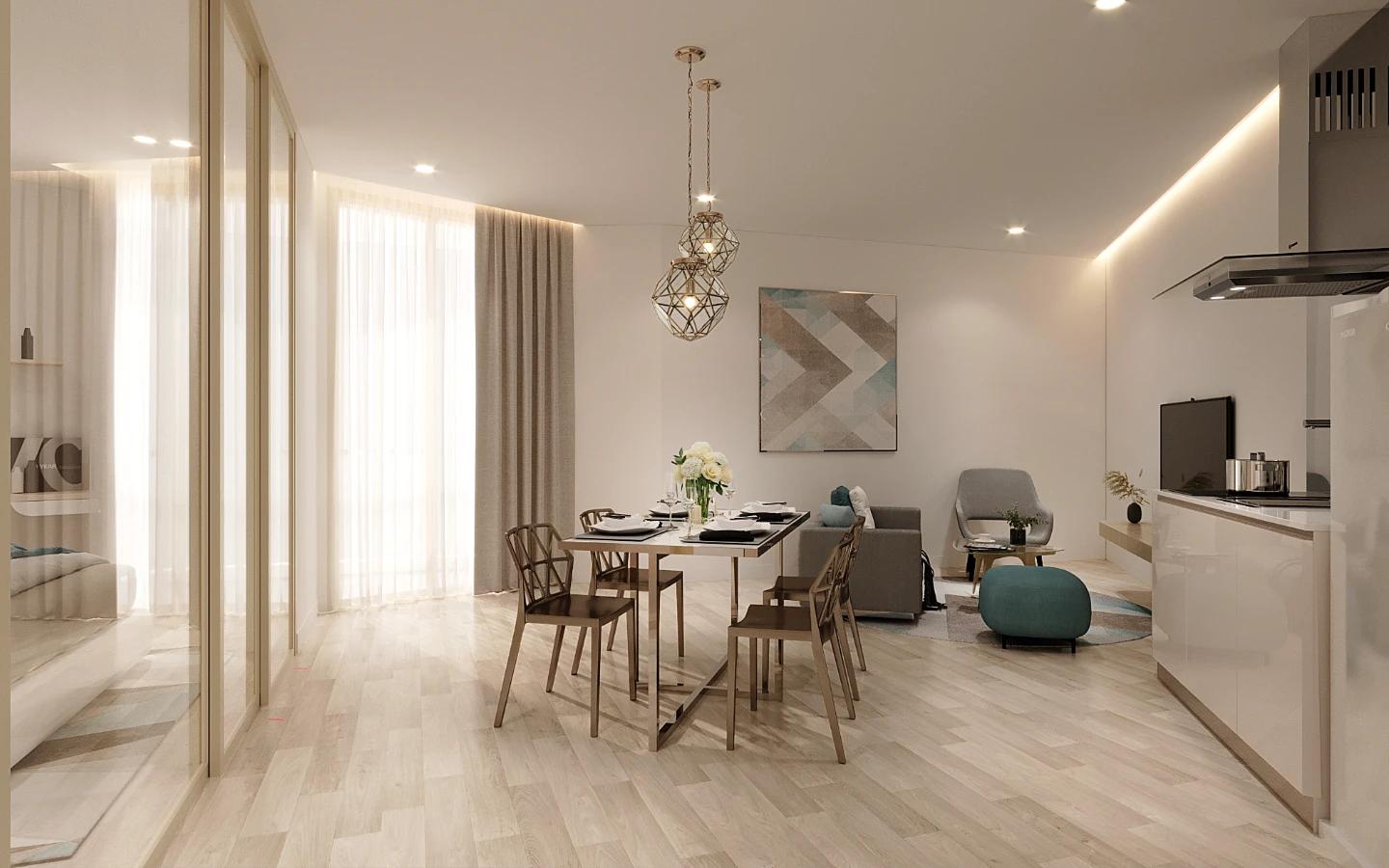 Interior view of One-Bedroom Sea View Apartment in Aura Condominium, Chalong