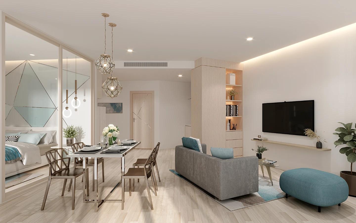 Interior view of One-Bedroom Sea View Apartment in Aura Condominium, Chalong