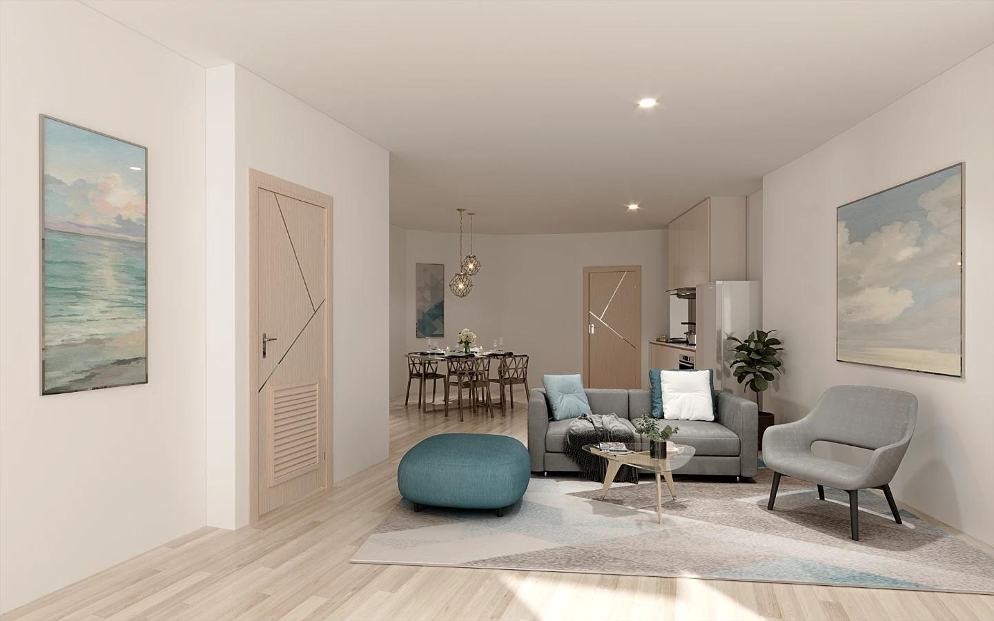 Interior view of One-Bedroom Sea View Apartment in Aura Condominium, Chalong