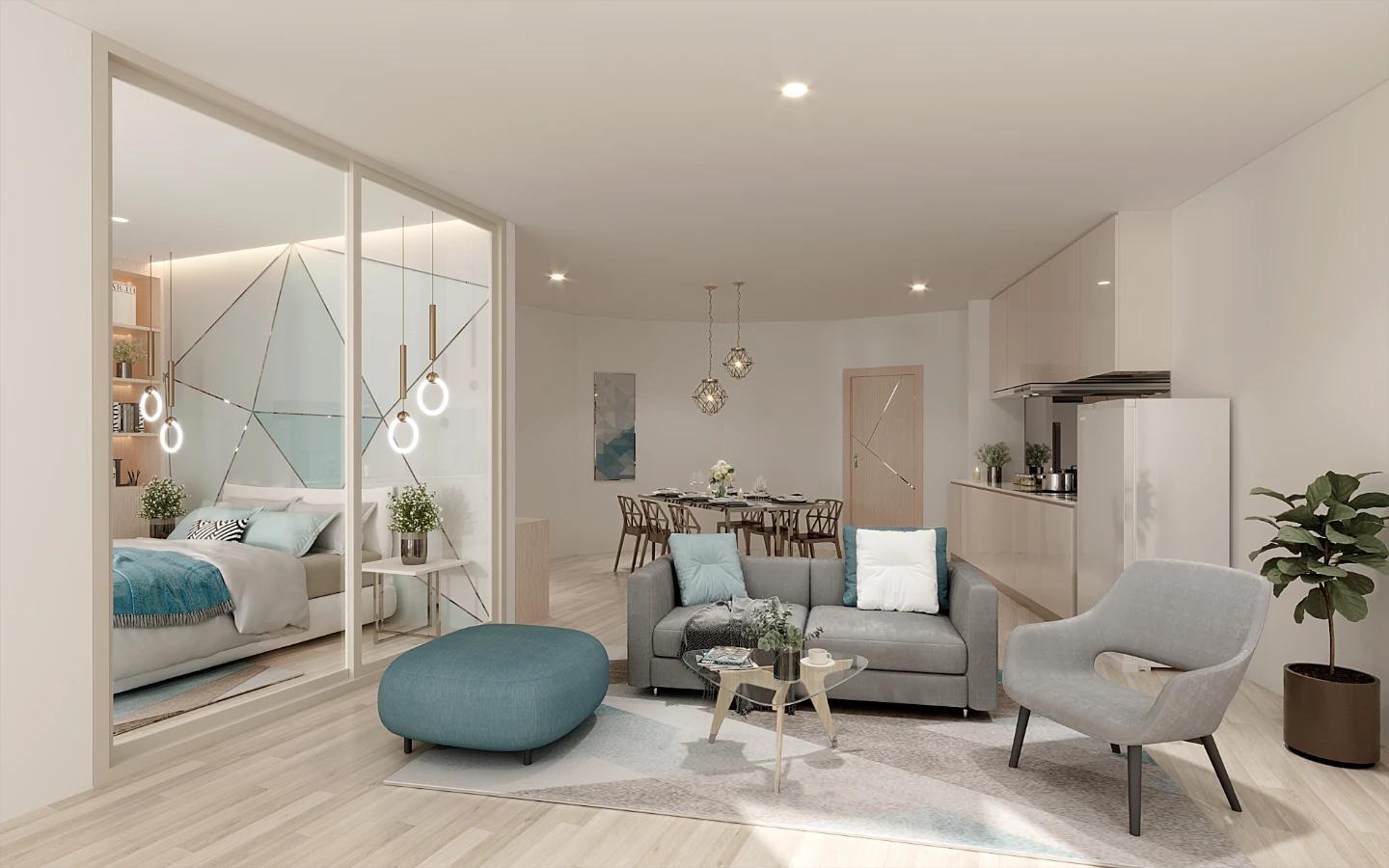 Interior view of One-Bedroom Sea View Apartment in Aura Condominium, Chalong