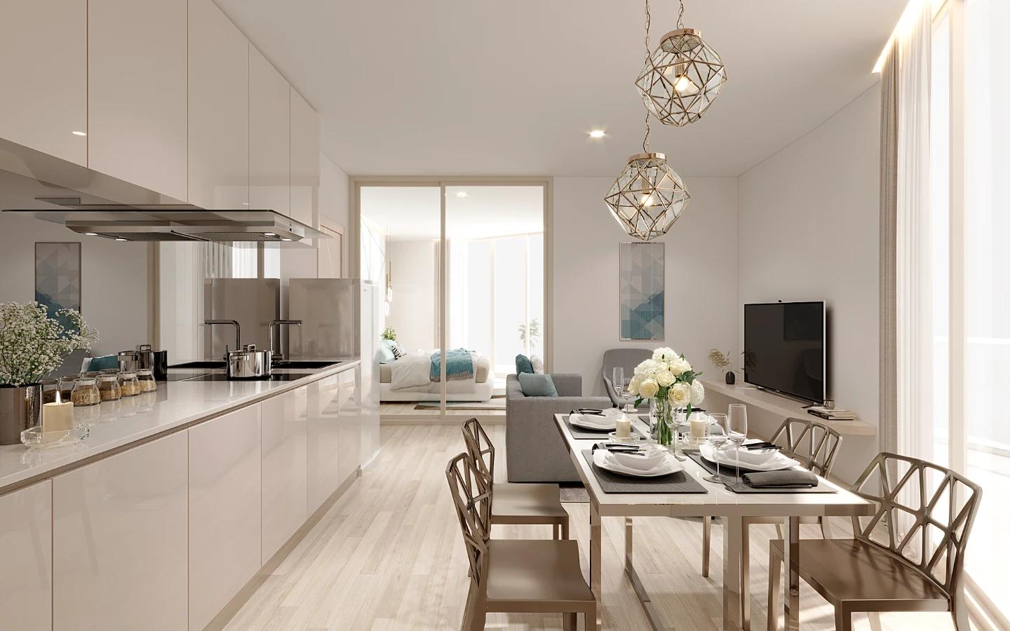 Interior view of One-Bedroom Sea View Apartment in Aura Condominium, Chalong