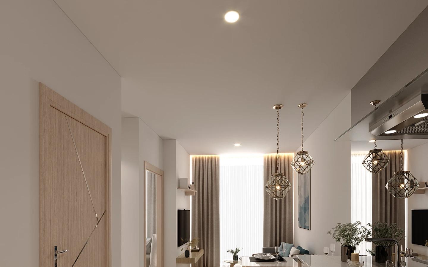 Interior view of Two-Bedroom Apartment with Sea View in Aura Condominium, Chalong