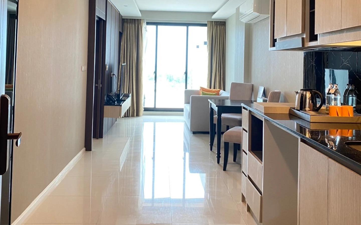 Interior view of Large 1-Bedroom Sea View Condo for Sale at Panora Mida Grande Surin - D502