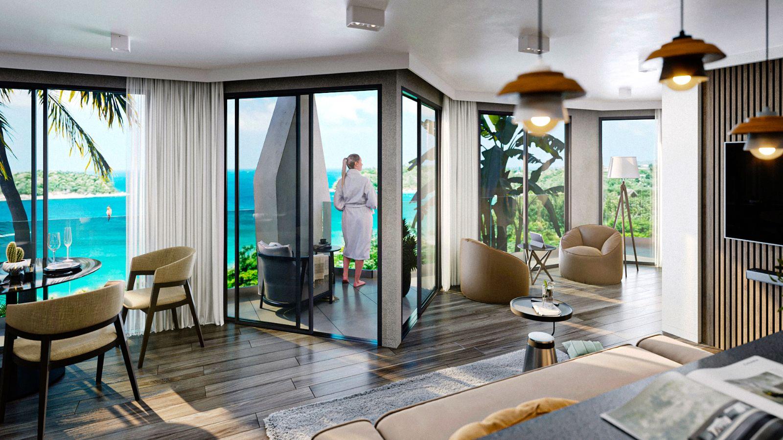 Interior view of Sea View 2 Bed Apartment at Phenomenon Condo, Kata Beach - 7% Guaranteed Rental Returns for 5 Years