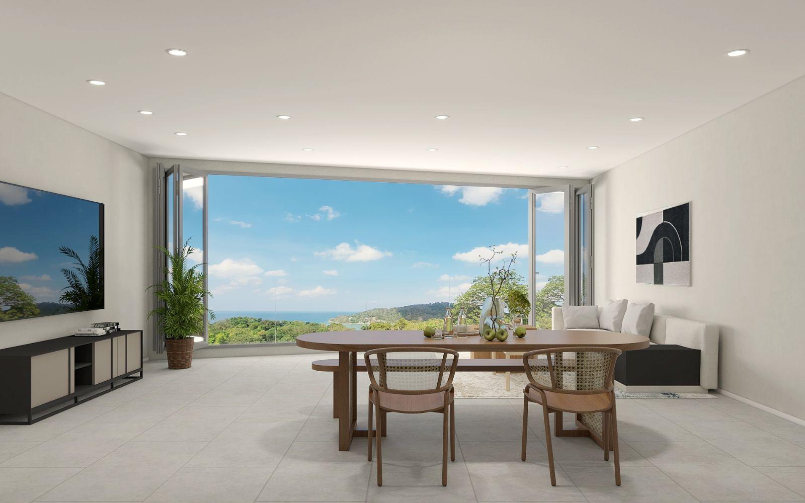 Interior view of 3 Bedroom Sea View Penthouse for Sale at Bluepoint Condo, Patong