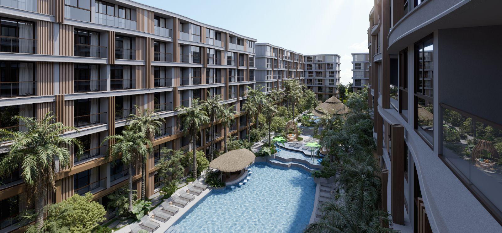 Exterior view of VIP Tropika Bangtao Beach Studio Apartment for Sale - 6% Guaranteed Rental Return for 3 Years