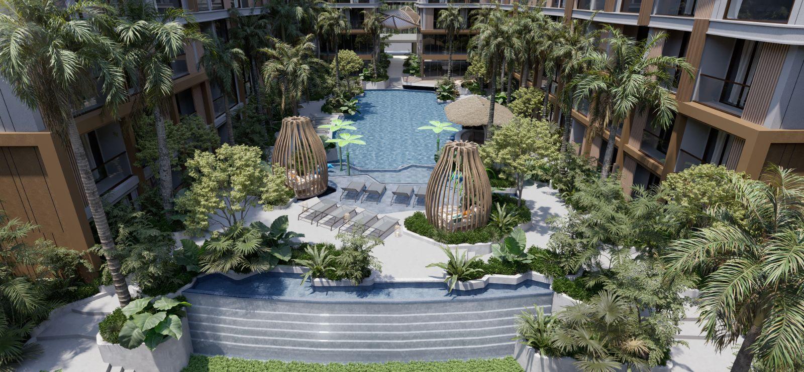 Exterior view of VIP Tropika Bangtao Beach Studio Apartment for Sale - 6% Guaranteed Rental Return for 3 Years