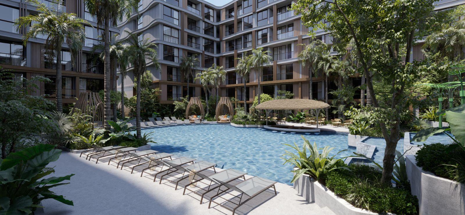 Exterior view of VIP Tropika Bangtao Beach Studio Apartment for Sale - 6% Guaranteed Rental Return for 3 Years