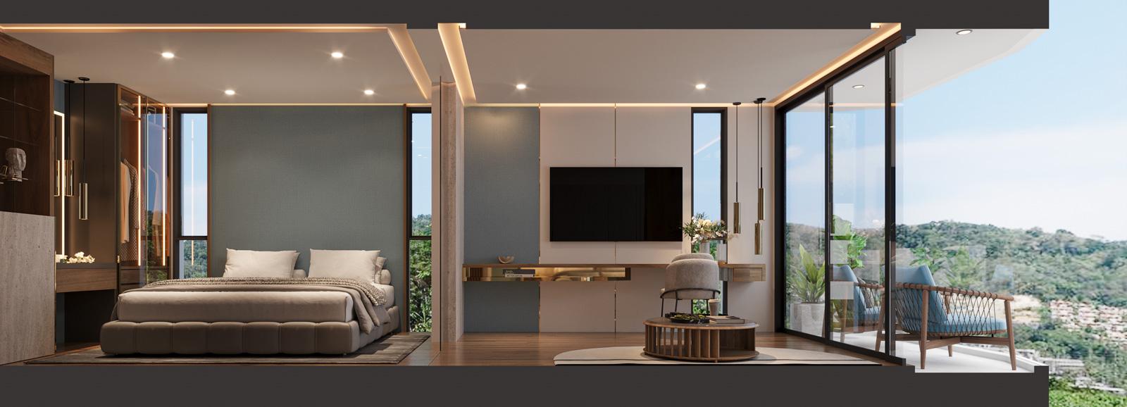 Interior view of Ashiyana Heights 2-Bedroom Mountain View Kata Beach Condo