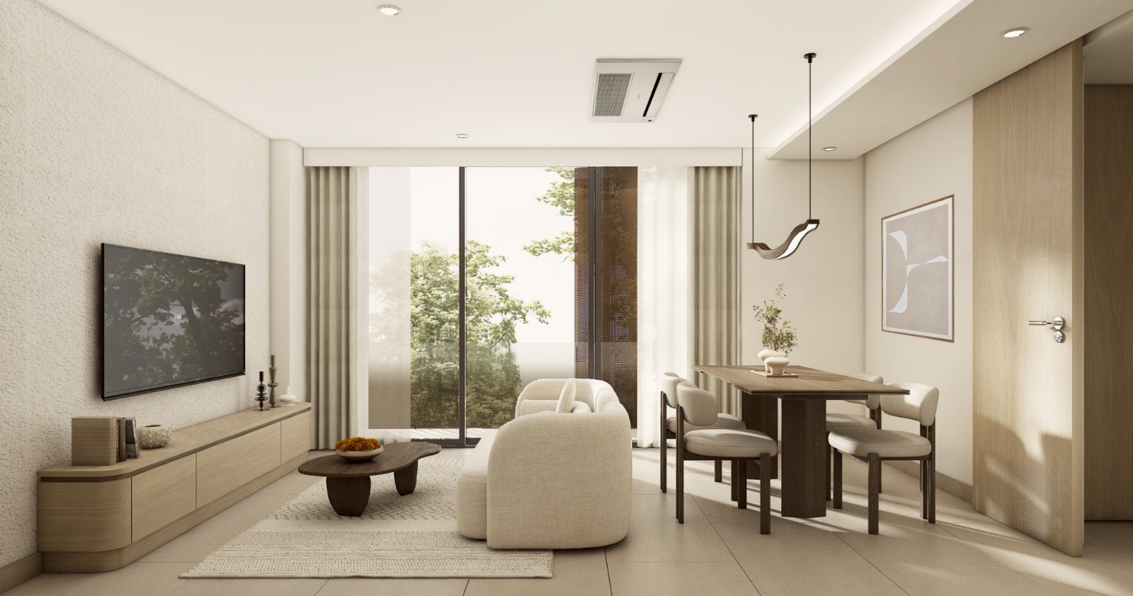Interior view of Eco-Friendly 1-Bedroom Condos Near Beach - The Zero Silhouette Naiyang
