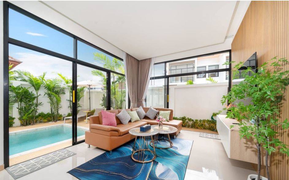 Interior view of Goldena City Gems – 3-Bedroom Private Pool Villas Near Kamala Beach, Phuket