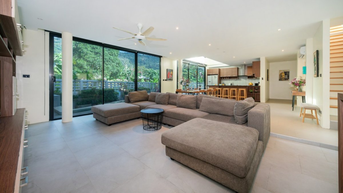 Interior view of Modern 3-Bedroom Hillside Pool Villa in Kamala for Sale