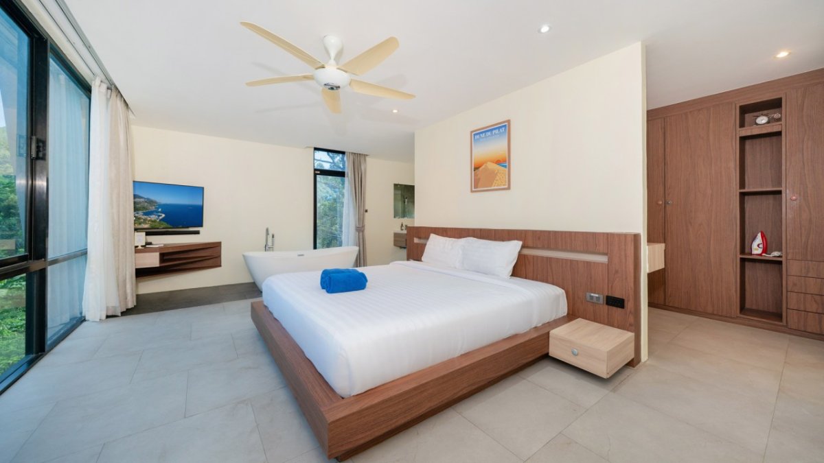 Interior view of Modern 3-Bedroom Hillside Pool Villa in Kamala for Sale