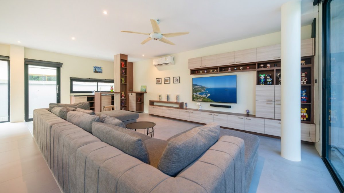 Interior view of Modern 3-Bedroom Hillside Pool Villa in Kamala for Sale