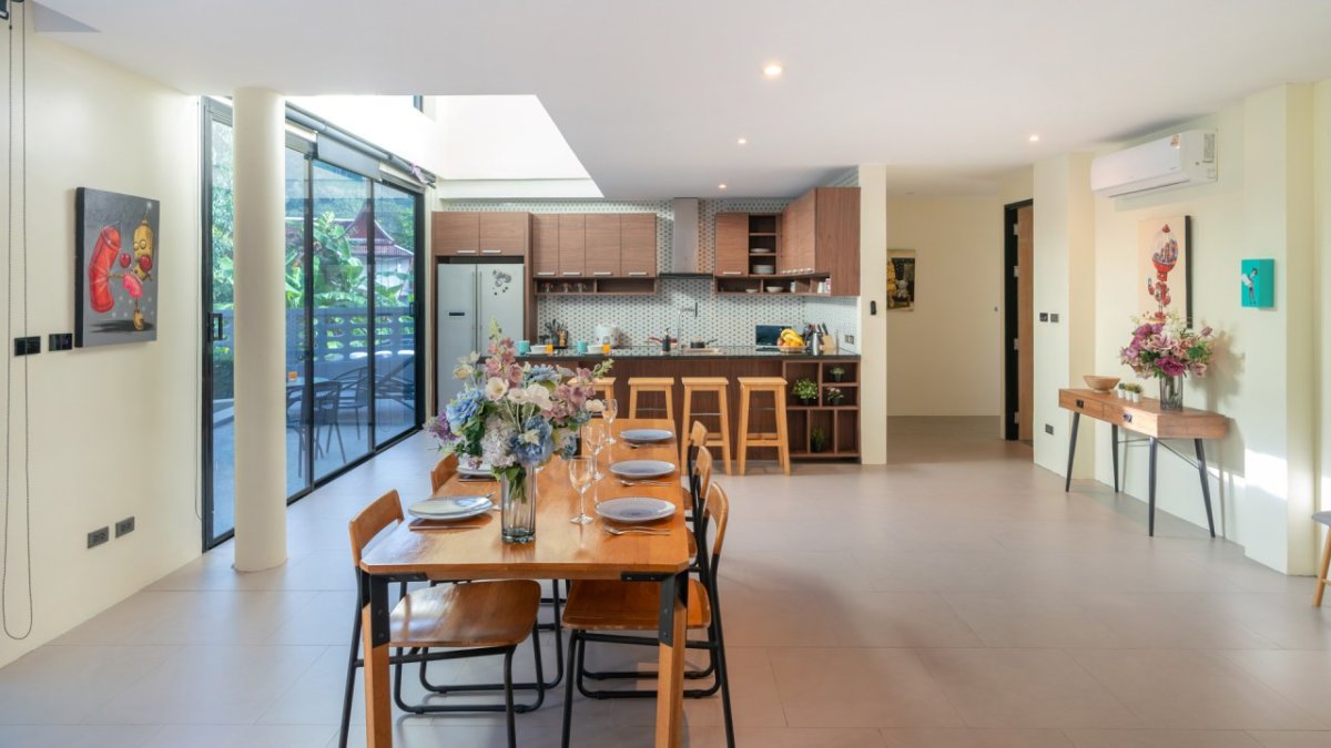 Interior view of Modern 3-Bedroom Hillside Pool Villa in Kamala for Sale
