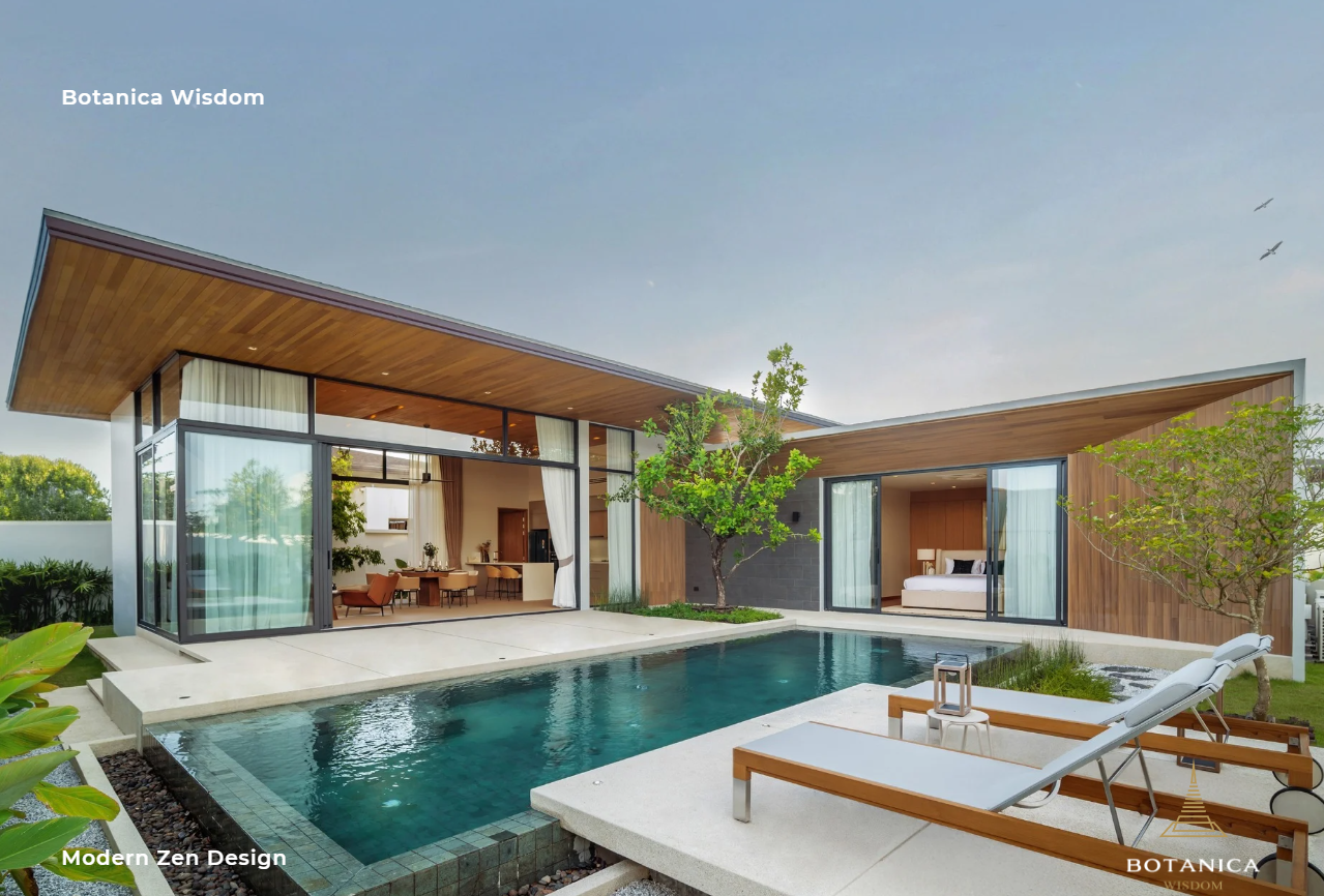 Interior view of Modern 3 Bedroom Type GA Pool Villa for Sale at Botanica Wisdom