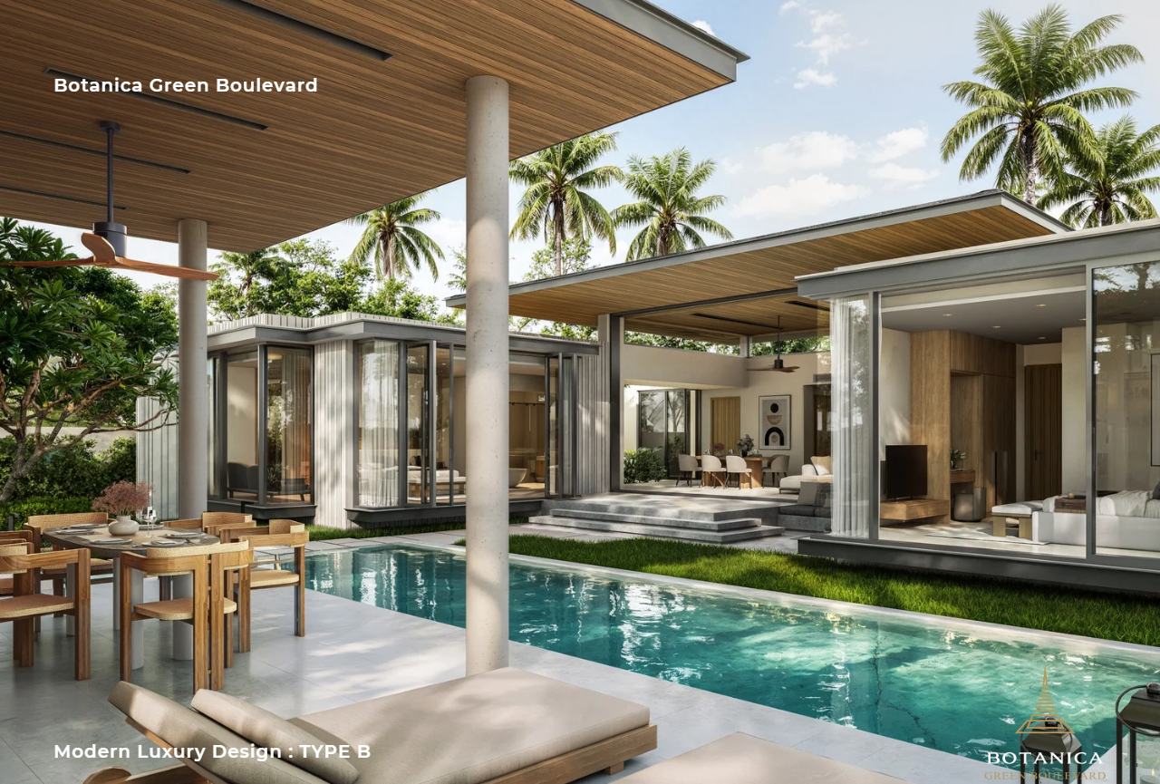 Interior view of 4 Bedroom Modern Pool Villas with Large Land Plot for Sale in Botanica Green Boulevard
