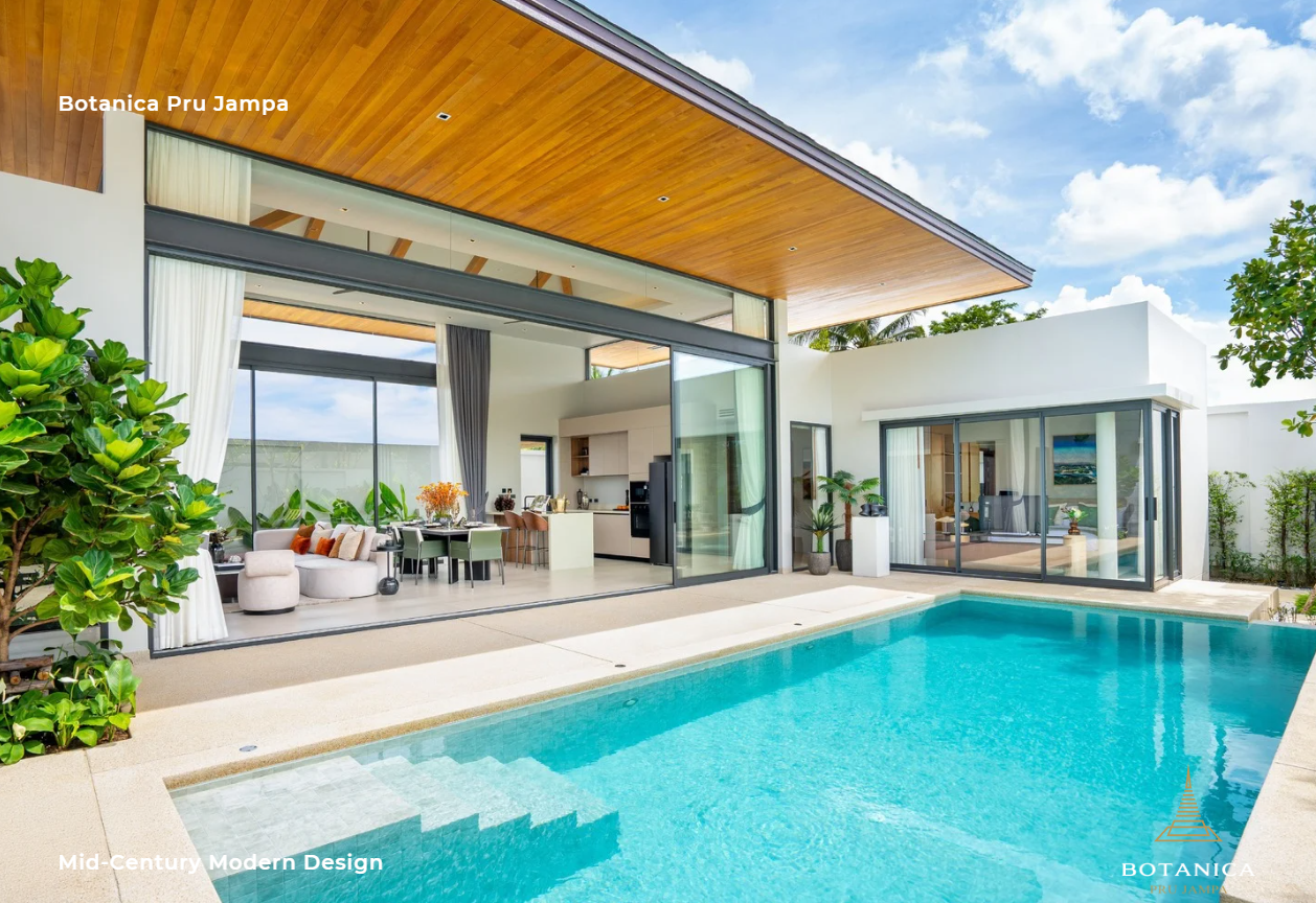 Interior view of Mid-Century Modern Design 3-Bedroom Villa in Botanica Pru Jampa