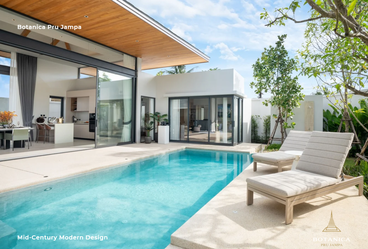 Interior view of Mid-Century Modern Design 3-Bedroom Villa in Botanica Pru Jampa