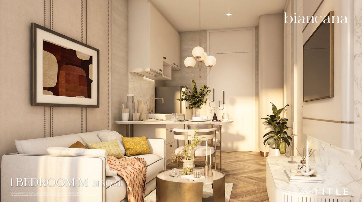 Interior view of One Bedroom Plus Type Apartment for Sale at Biancana Surin