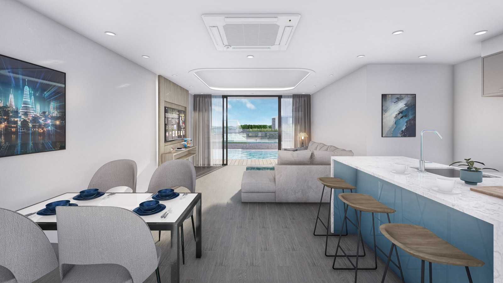 Interior view of Deluxe 2-Bedroom Sea View Condo – Coral Beach Oceanview Resort Patong