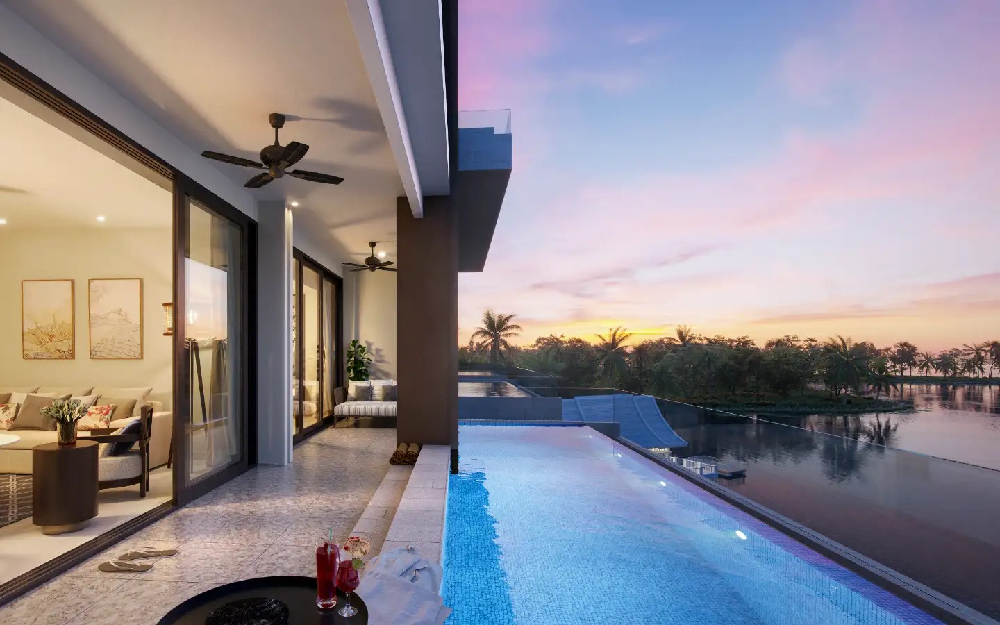 Interior view of Beachfront Luxury 2-Bedroom Sea View Condo in Angsana Oceanview Residences