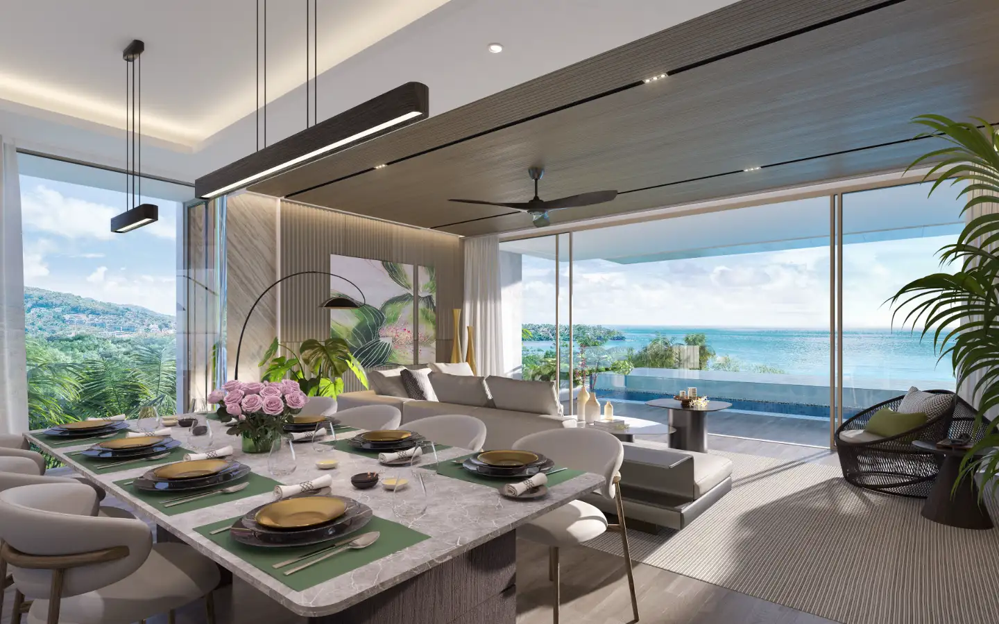Exterior view of Luxury Beachfront 3-Bedroom Triplex in Banyan Tree Beach Residences in Layan