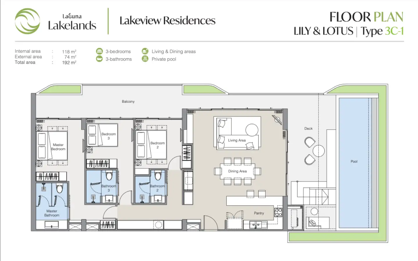 View from 3-Bedroom Laguna Lakelands Lakeview Residence - Unit 3C-1