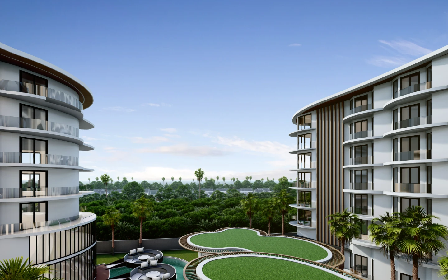 Interior view of Two-Bedroom Apartment with Sea View in Aura Condominium, Chalong