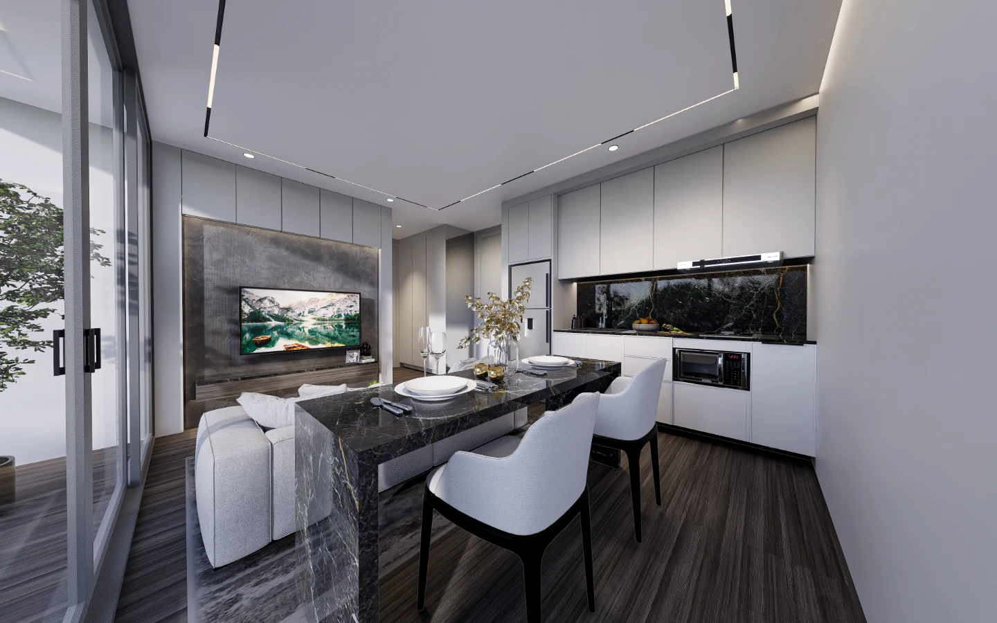 Interior view of Large 1 Bedroom Sea View Condo for Sale in Enigma Residences, Rawai