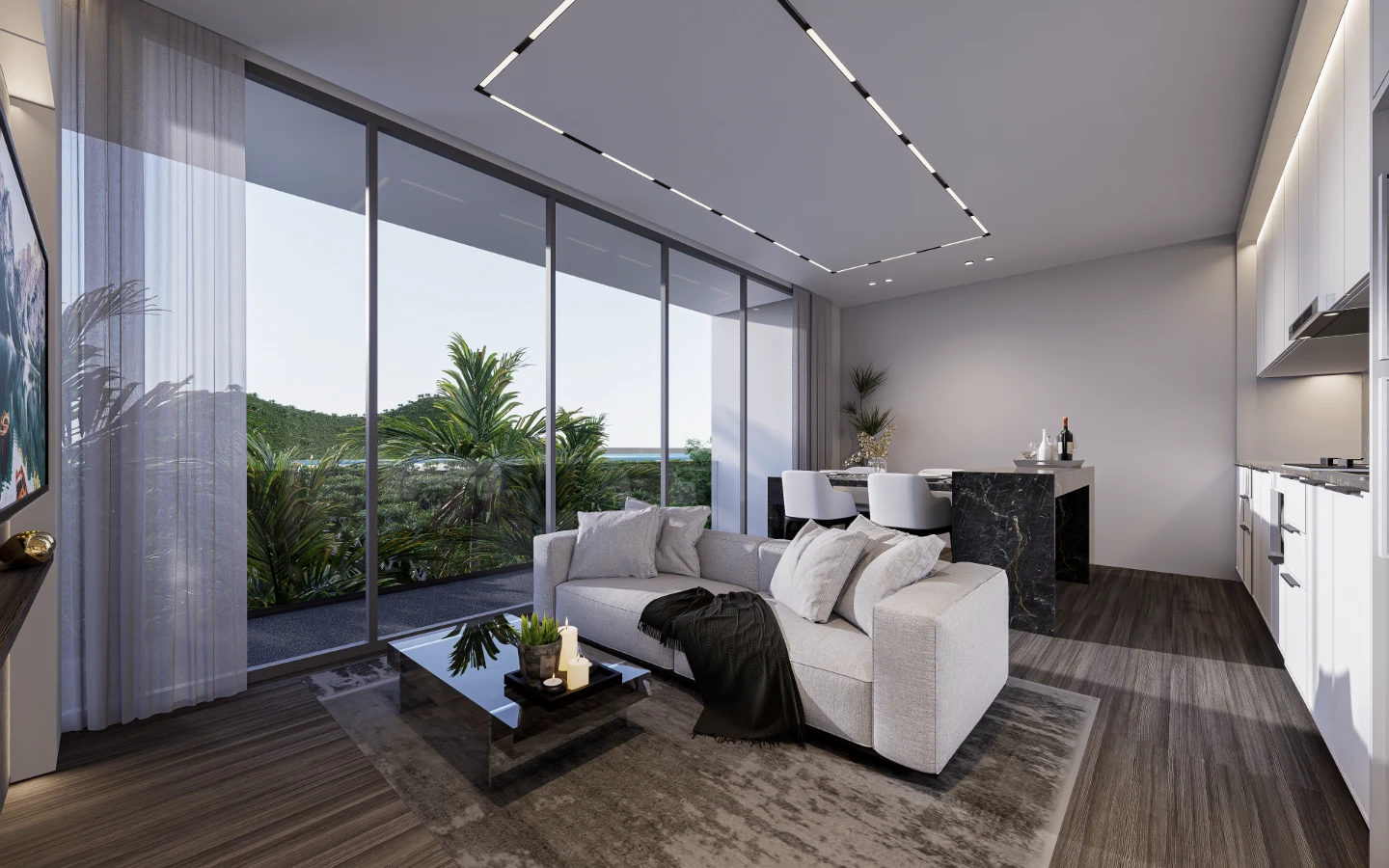 Interior view of Large 1 Bedroom Sea View Condo for Sale in Enigma Residences, Rawai