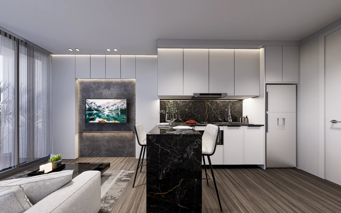 Interior view of Large 1 Bedroom Sea View Condo for Sale in Enigma Residences, Rawai