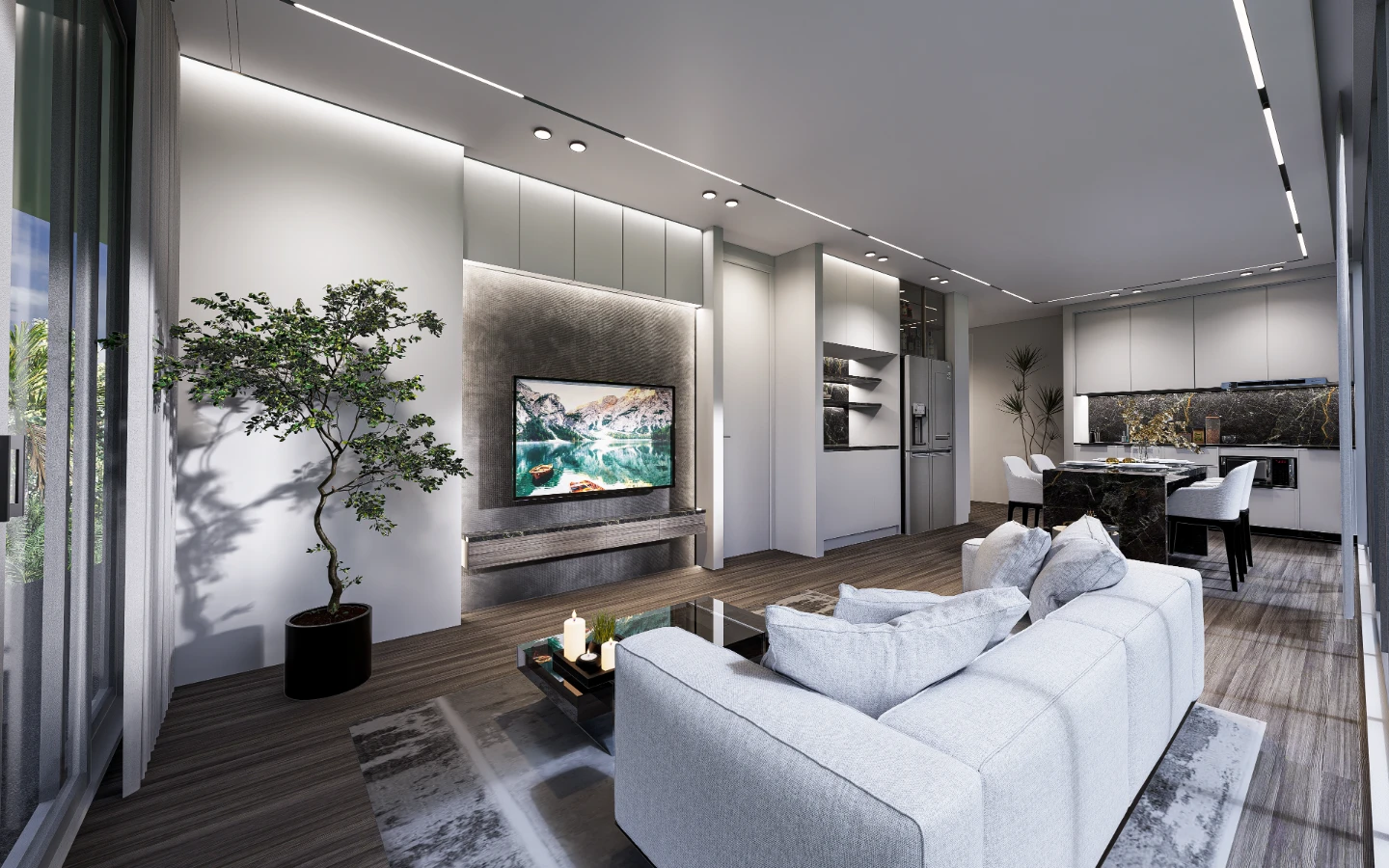 Interior view of Large 1 Bedroom Sea View Condo for Sale in Enigma Residences, Rawai